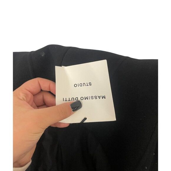 Massimo Dutti Womens Mini Dress Large Black Beaded Wool Blend Semi 9210/954 NWT - Picture 7 of 16